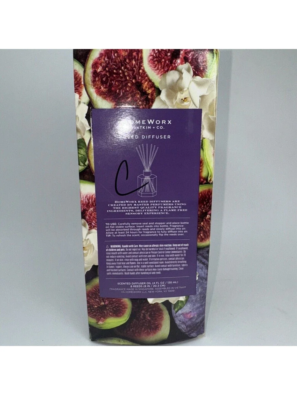 NEW Homeworx Slatkin And Co. Gardenia Fig Reed Diffuser Home Fragrance Candle